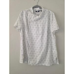 🤍 Lands’ End White Printed Short Sleeve Blouse | Size 14